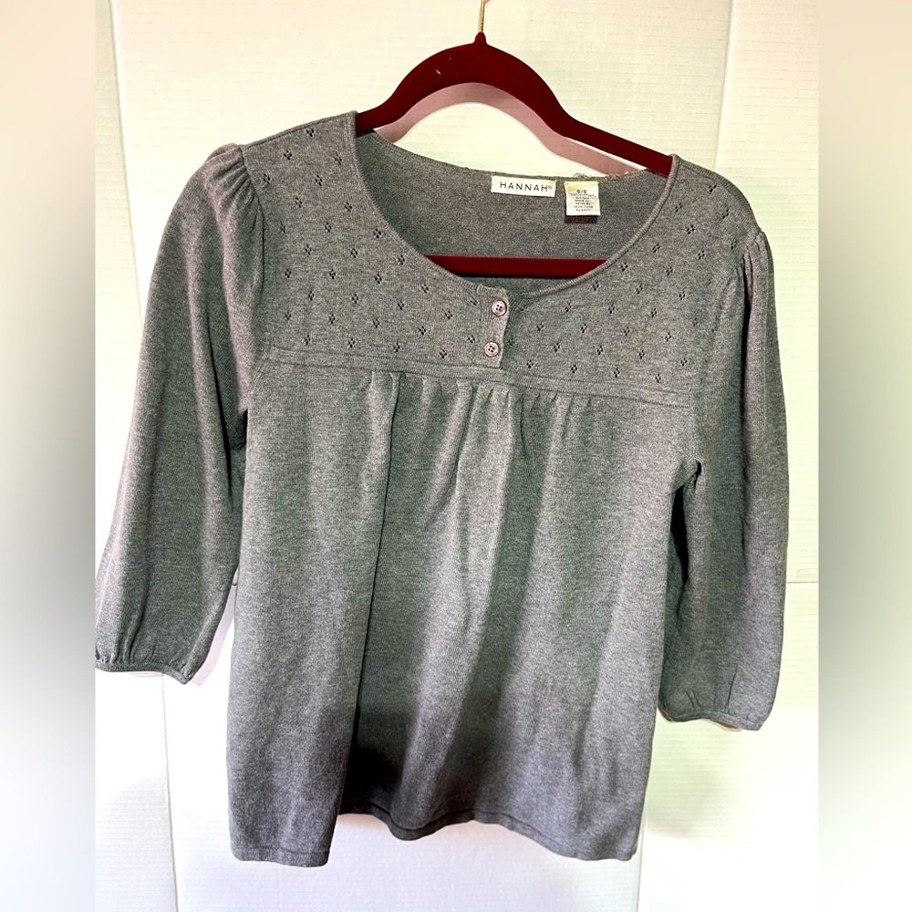HANNAH (S) GRAY SWEATER 3/4 SLEEVES‎